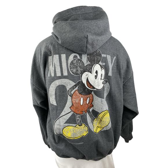 Disney Parks Women's Gray Mickey Mouse 28 Hoodie Hooded Sweatshirt Top Size 2XL - Picture 2 of 3